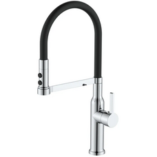 Смеситель для кухни Mixxus Premium Pull 017 REFL.Black (Цвет хром+силик.излив черный) (MI8277)