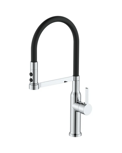 Змішувач для кухні Mixxus Premium Pull 017 REFL.Black (Колір хром+силік.вилив чорний) (MI8277)