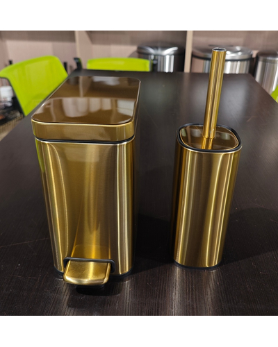 Мусорное ведро с плавным закрытием прямоугольное Mixxus Premium Quadro-TC0105 Brushed Gold 5 л (цвет матовое золото) (MI8394)