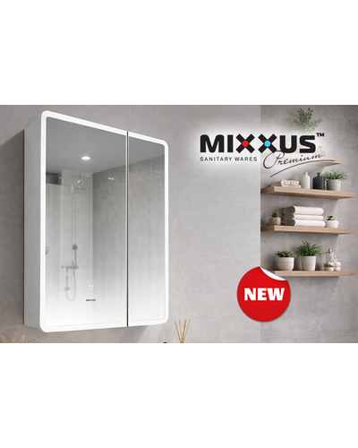 Дзеркальна шафка Mixxus Premium Olivary CM01-80x70x13 з LED Touch, димером, регулятором яскравості (MI8296)