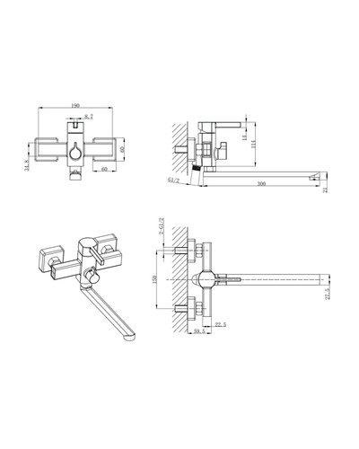 Смеситель для ванны Mixxus Bond 006 Euro (MI7152)