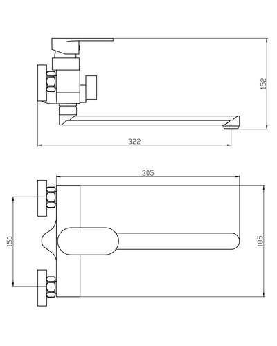 Змішувач для ванни Mixxus Bruno 006 (Euro) (MI6277)