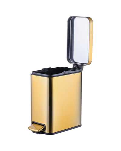 Мусорное ведро с плавным закрытием прямоугольное Mixxus Premium Quadro-TC0105 Brushed Gold 5 л (цвет матовое золото) (MI8394)