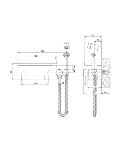 Змішувач для гігієнічного душу Mixxus Premium HANS 069 з тримачем для туалетного паперу (MI6785)