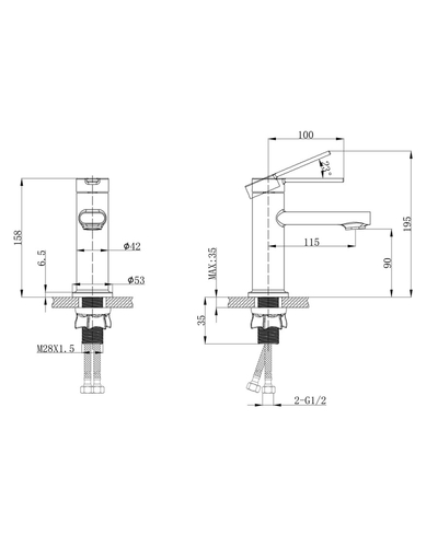 Змішувач для умивальника Mixxus Lord 001 Nut Graphite (Колір графіт) (MI7137)