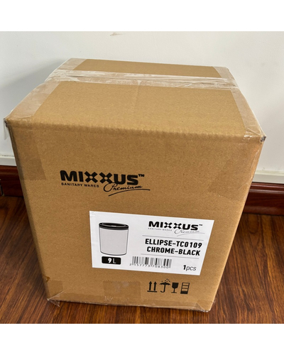 Мусорное ведро сенсорное круглое Mixxus Premium Ellipse-TC0109 Chrome-Black 9л (хром-черное) (MI7083)