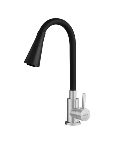 Смеситель для кухни Mixxus SUS-011-T REFL.Black с силиконовым изливом из нерж. стали SUS304, излив черный (MI8226)