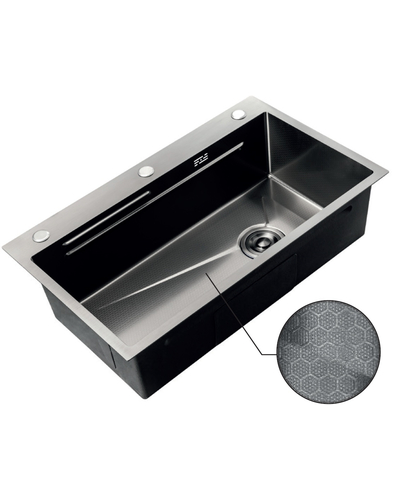 Мийка Zerix ZH7545-SET-05 DECOR NANO-BLACK (3.0/0.8) з нерж. сталі, комплект (графіт) (ZM5582) Мийка Zerix ZH7545-SET-05 DECOR NANO-BLACK (3.0/0.8) з нерж. сталі, комплект (графіт) (ZM5582)