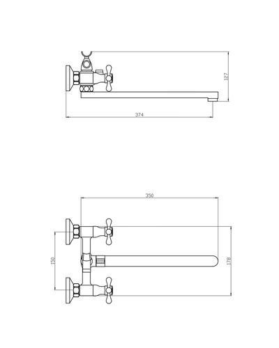 Змішувач для ванни Mixxus Mauro 140-A (Euro) (MI6257)