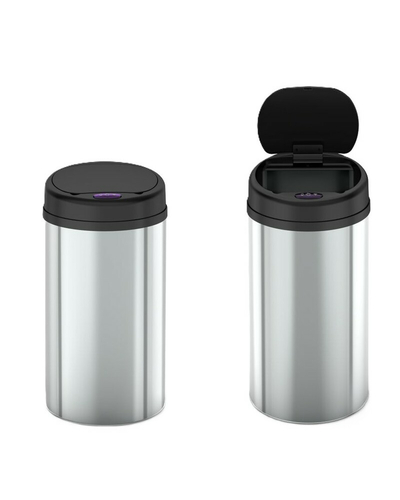 Мусорное ведро сенсорное круглое Mixxus Premium Ellipse-TC0109 Chrome-Black 9л (хром-черное) (MI7083)