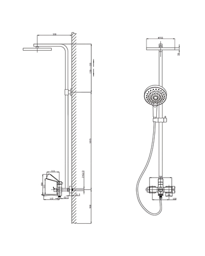 Душевая система со смесителем Mixxus Wilson 009-J Graphite (Цвет графит) (MI7122)