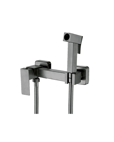 Змішувач настінний з гігієнічнічним душем Mixxus Kub-222 Graphite з нерж.стали SUS304 (MI6846)