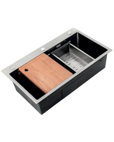 Мийка Zerix ZH7545-SET-05 DECOR NANO-BLACK (3.0/0.8) з нерж. сталі, комплект (графіт) (ZM5582) Мийка Zerix ZH7545-SET-05 DECOR NANO-BLACK (3.0/0.8) з нерж. сталі, комплект (графіт) (ZM5582)