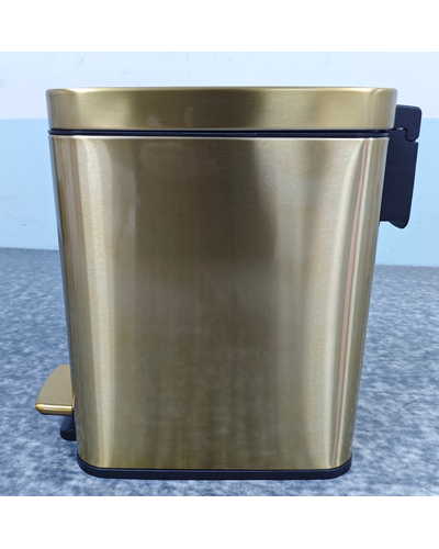 Мусорное ведро с плавным закрытием прямоугольное Mixxus Premium Quadro-TC0105 Brushed Gold 5 л (цвет матовое золото) (MI8394)