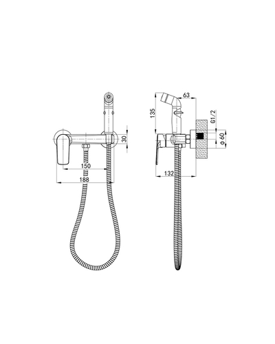 Змішувач для гігієнічного душу Mixxus Premium Matis 024 (з лійкою) (MI8264)