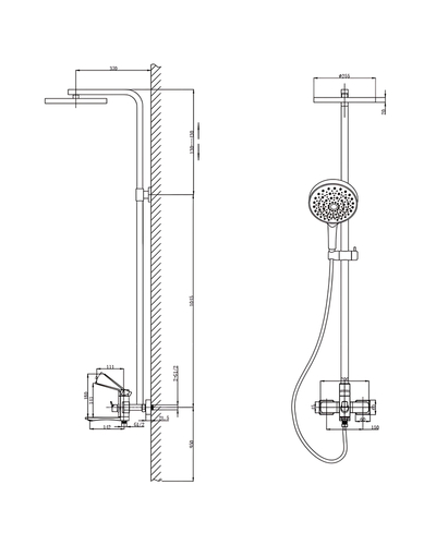 Душевая система со смесителем Mixxus Wilson 009-J Brushed Gold (Цвет матовое золото) (MI7124)