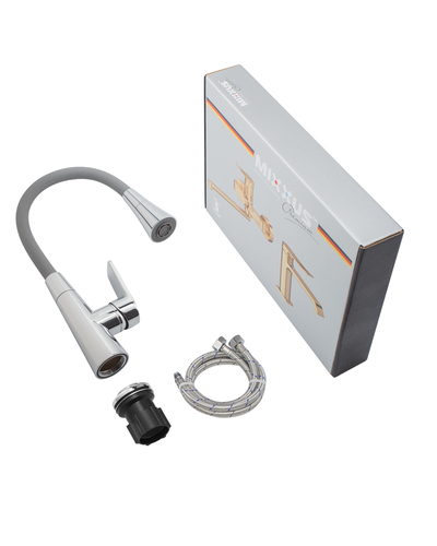 Змішувач для кухні Mixxus Premium Matis 011-T (NUT) Refl.Gray (Колір хром+силік.вилив сірий) (MI8267)