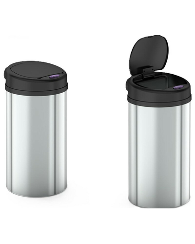 Мусорное ведро сенсорное круглое Mixxus Premium Ellipse-TC0109 Chrome-Black 9л (хром-черное) (MI7083)