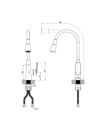 Змішувач для кухні Mixxus Premium Matis 011-T (NUT) Refl.Gray (Колір хром+силік.вилив сірий) (MI8267)