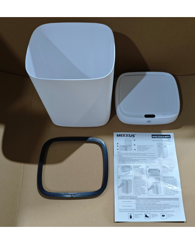Мусорное ведро сенсорное прямоугольное Mixxus Wave-TC0314 White 14 л (цвет белый) (MI8404)