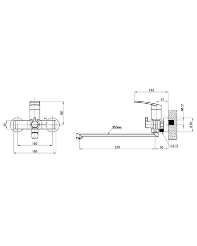 Смеситель для ванны Mixxus Premium Lazar 006 (EURO) (MI8270)