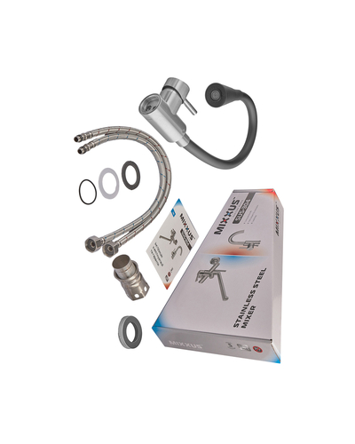 Смеситель для кухни Mixxus SUS-011-T REFL.Black с силиконовым изливом из нерж. стали SUS304, излив черный (MI8226)