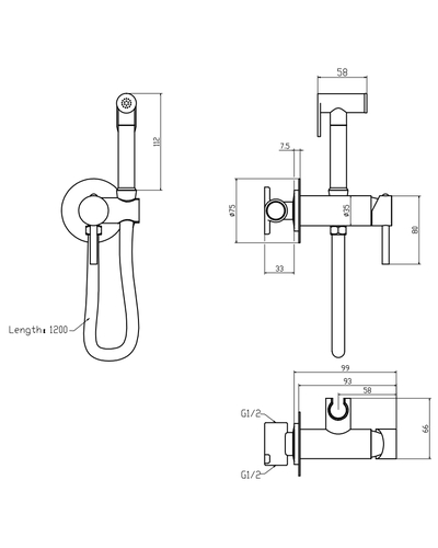 Змішувач для гігієнічного душу Mixxus Premium Hans 002-A Inner Brushed Gold з лійкою (Матове золото) (MI6922)