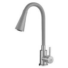 Смеситель для кухни Mixxus SUS-011-T REFL.GRAY с силиконовым изливом из нерж. стали SUS304, излив серый (MI8227)