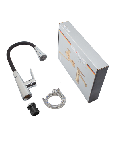 Змішувач для кухні Mixxus Premium Matis 011-T (NUT) Refl.Black (Колір хром+силік.вилив чорний) (MI8266)