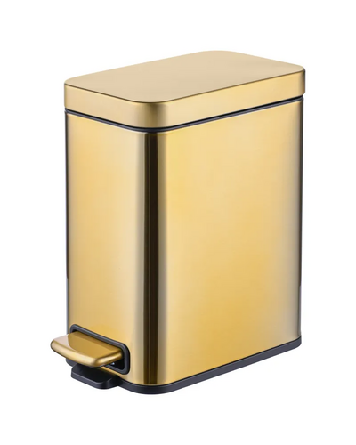 Мусорное ведро с плавным закрытием прямоугольное Mixxus Premium Quadro-TC0105 Brushed Gold 5 л (цвет матовое золото) (MI8394)