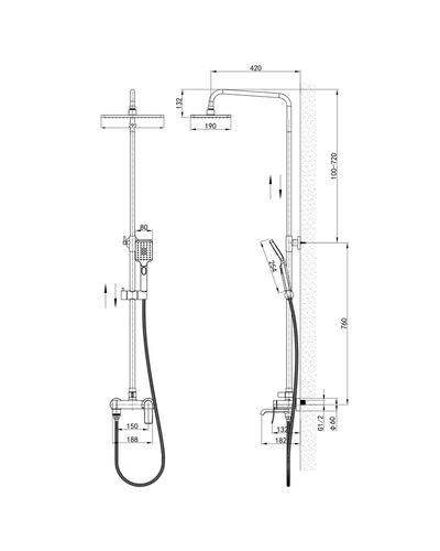 Душевая система со смесителем Mixxus Premium Dali 009-J (MI6748)