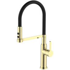 Смеситель для кухни Mixxus Premium Pull 017 Brushed Gold REFL.Black (Цвет мат.золото+сил.излив черный) (MI8280)
