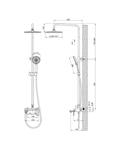 Душова система зі змішувачем Mixxus Premium Matis 009-J (MI8265)