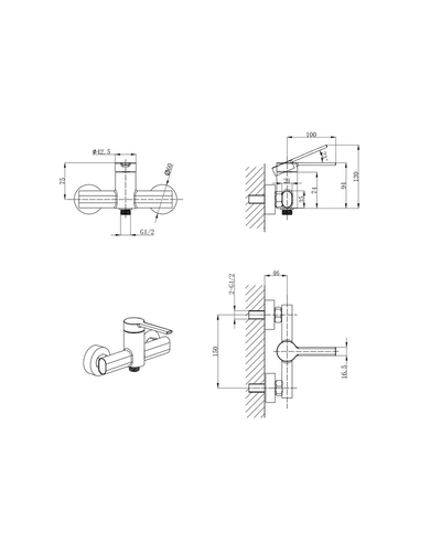 Змішувач для гігієнічного душу Mixxus Lord 024 Graphite з лійкою (Колір графіт) (MI7136)