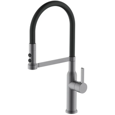 Смеситель для кухни Mixxus Premium Pull 017 Graphite REFL.Black (Цвет графит+силик.излив черный) (MI8278)