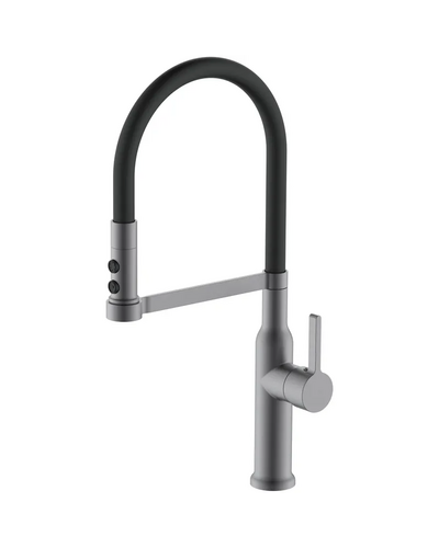 Смеситель для кухни Mixxus Premium Pull 017 Graphite REFL.Black (Цвет графит+силик.излив черный) (MI8278)