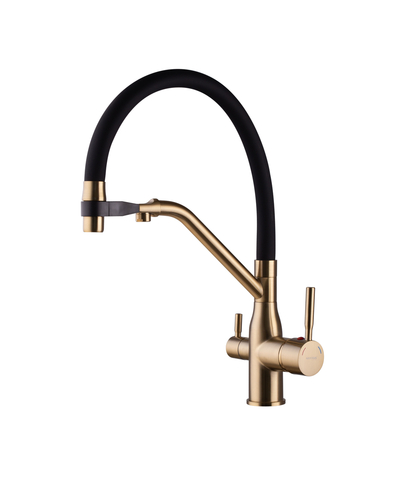 Змішувач для кухні Mixxus Premium Gravity 021 Brushed Gold REFL.Black (MI6981)