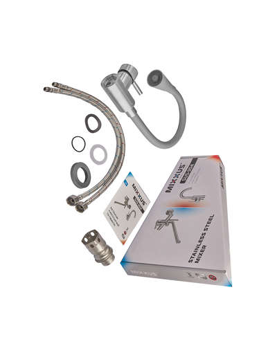 Смеситель для кухни Mixxus SUS-011-T REFL.GRAY с силиконовым изливом из нерж. стали SUS304, излив серый (MI8227)