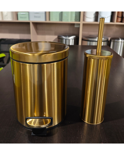Мусорное ведро с плавным закрытием круглое Mixxus Ellipse-TC0205 Brushed Gold 5л (цвет матовое золото) (MI8400)