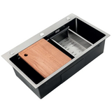 Мойка Zerix ZH7545-SET-05 NANO-BLACK (3.0/0.8) с нерж. стали, комплект (графит) (ZM5581)