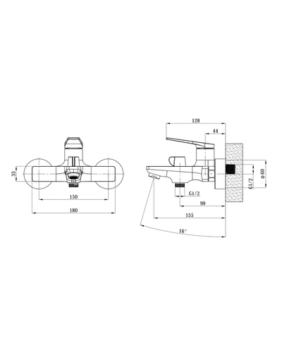 Смеситель для ванны Mixxus Premium Rubens 009 (EURO) (MI8253)