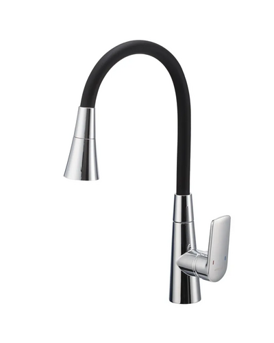 Змішувач для кухні Mixxus Premium Matis 011-T (NUT) Refl.Black (Колір хром+силік.вилив чорний) (MI8266)