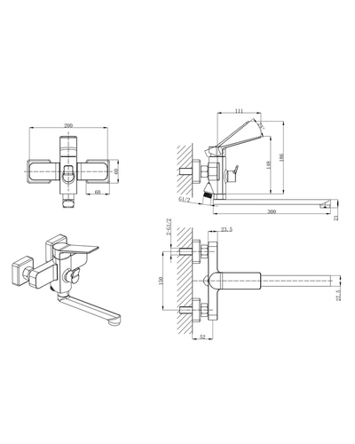 Смеситель для ванны Mixxus Wilson 006 Euro (MI7131)