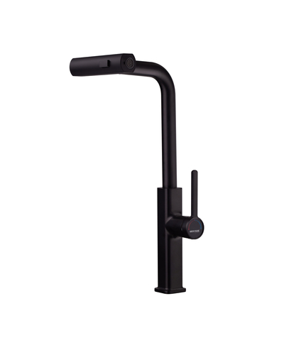 Змішувач для кухні з висувним виливом Mixxus Premium Hammer 014 Black (MI6954)