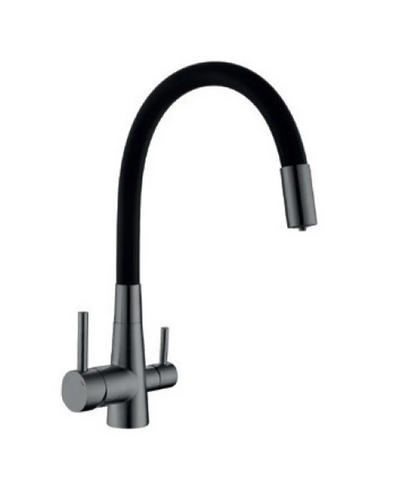 Смеситель для кухни Mixxus SUS-021 Graphite REFL.Black с нерж.ст.SUS304 с вых.для пит.воды (MI6215)