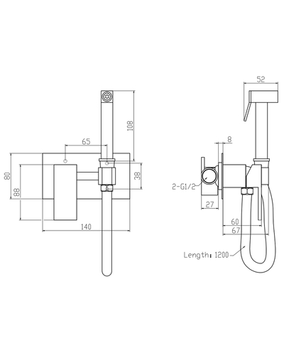 Змішувач для гігієнічного душу Mixxus Premium Bend 002 Inner з лійкою (MI6924)