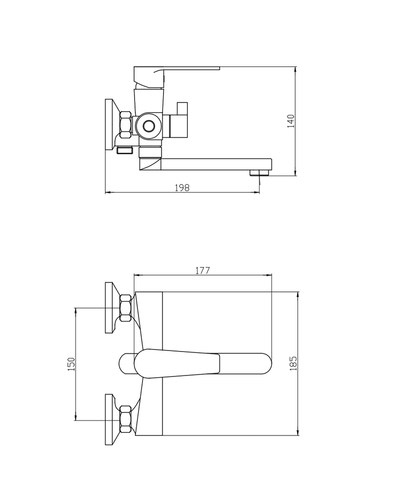 Змішувач для ванни Mixxus Rodos 009 (Euro) (MI6267)