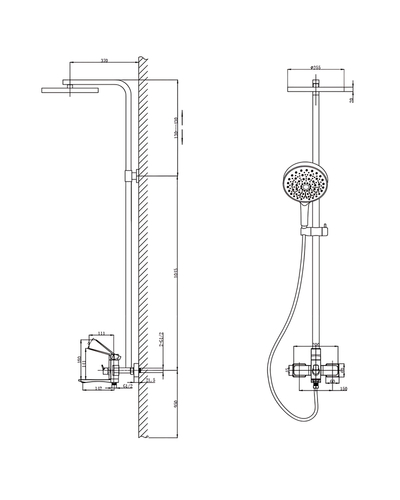 Душевая система со смесителем Mixxus Wilson 009-J Black (Цвет черный) (MI7123)