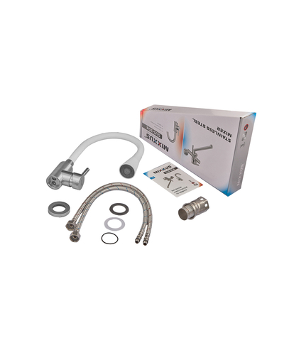 Смеситель для кухни Mixxus SUS-011-T REFL.White с силиконовым изливом из нерж. стали SUS304, излив белый (MI8228)