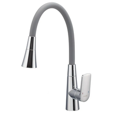 Смеситель для кухни Mixxus Premium Matis 011-T (NUT) Refl.Gray (Цвет хром+силик.излив серый) (MI8267)